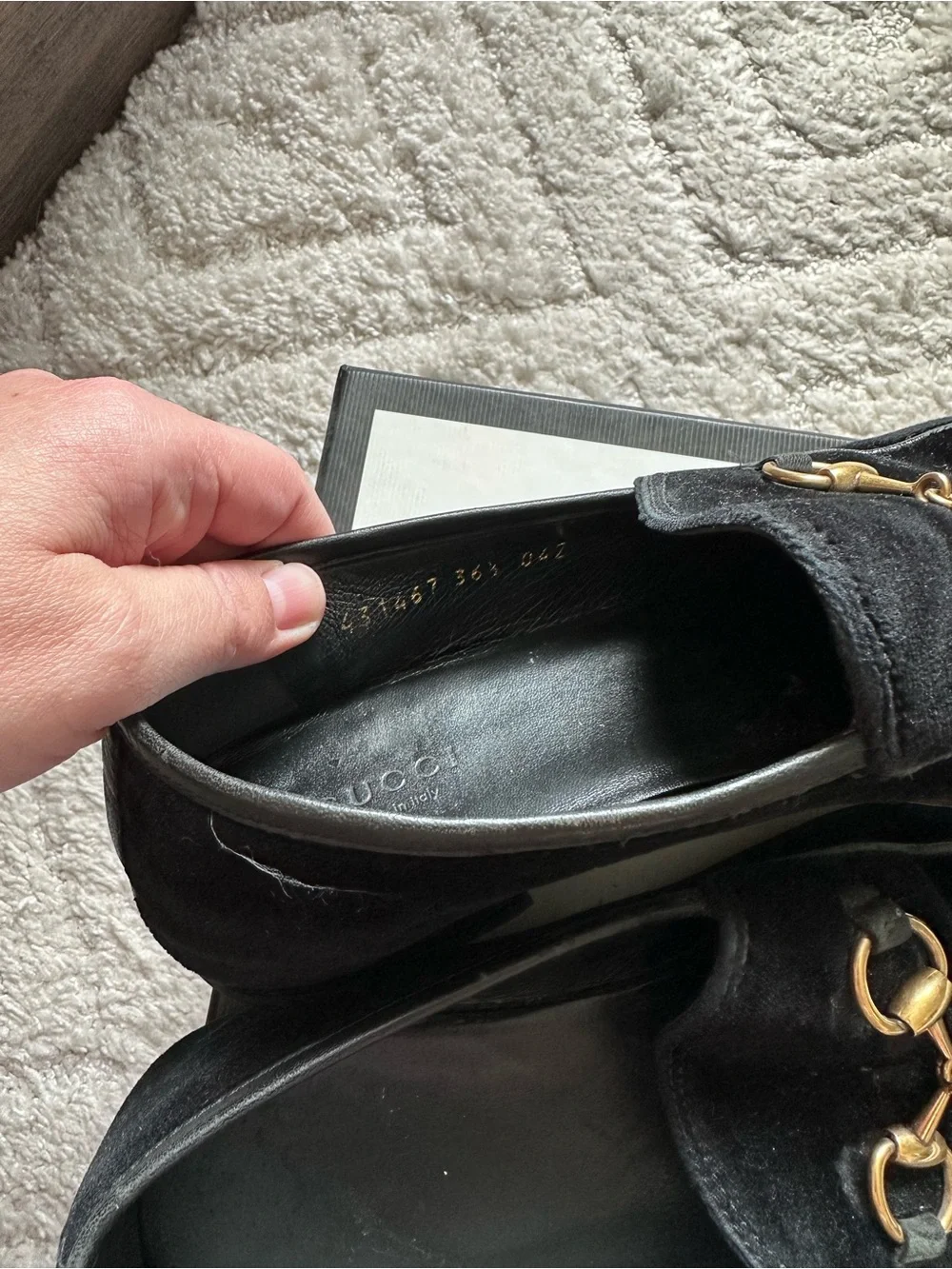Gucci Black Velvet Horsebit Loafers